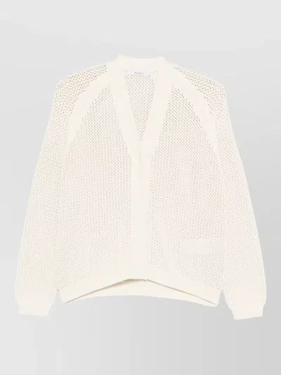 Max Mara Mxpsupremo V Neck Long Sleeve Cardigan In Neutral