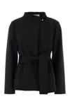 Max Mara Stretch Nylon Talamo Blazer Belted Waist In Black