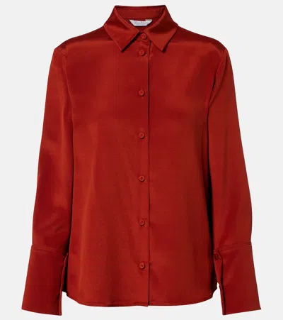 Max Mara Mxpvoliera Silk-blend Satin Shirt In Red