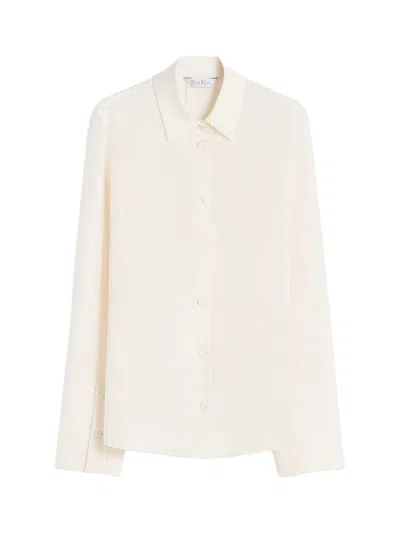 Max Mara Mxpvoliera Silk Shirt Ivory In White