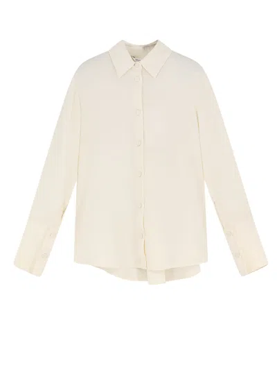 Max Mara Mxpvoliera Stretch Silk Shirt In Neutral