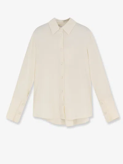 Max Mara Mxpvoliera Stretch Silk Shirt In Sand