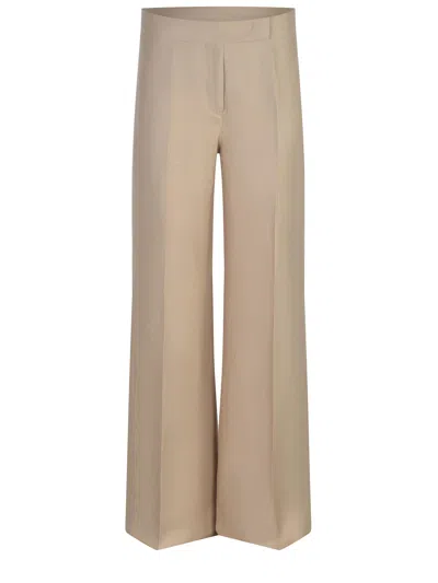 Max Mara Mxsbig Linen Trousers In Brown