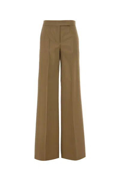 Max Mara Desert Brown Linen Badesse Regular Linen Pants