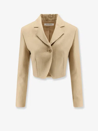 Max Mara Mxsbuono Linen Blazer In Sand