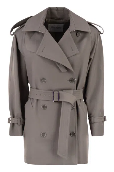 Max Mara Mxscacio - Short Cotton Trench Coat In Brown