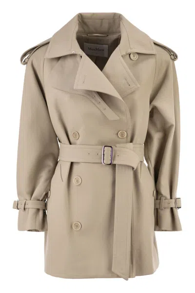 Max Mara Dove Grey Cotton Cacio Trench Coat In Multi
