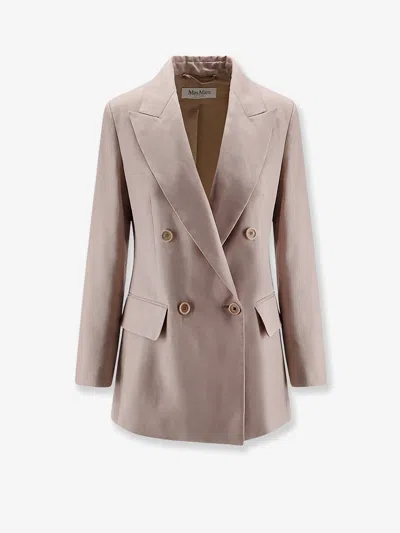 Max Mara Mxsfeltro Silk Blazer In Pink