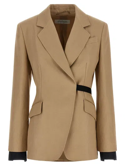 Max Mara Fionda Linen Blazer In Neutral