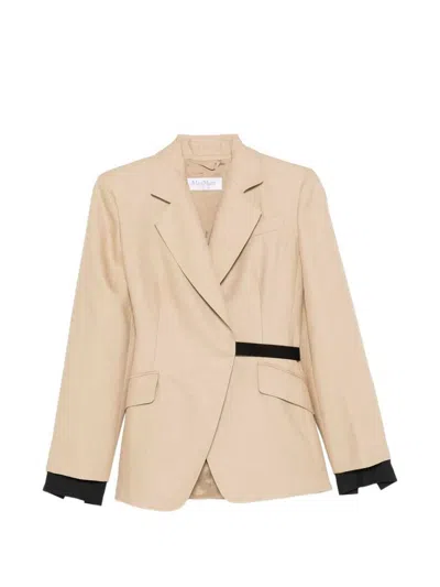 Max Mara Mxsfionda Linen Blazer In Brown