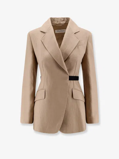 Max Mara Mxsfionda Linen Blazer In Neutral