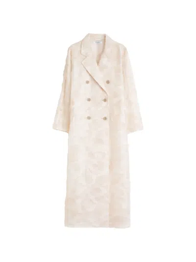 Max Mara Double-breasted Jacquard Coat In Neutral