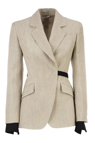 Max Mara Mxsneutro - Tailored Linen Blazer In Brown