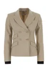 Max Mara Double-breasted Virgin Wool Blazer In Brown