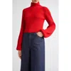 Max Mara Nadar Crop Merino Wool & Cashmere Funnel Neck Sweater In Red