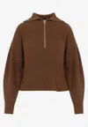 Max Mara Half-zip Wool And Cashmere Sweater In Brown