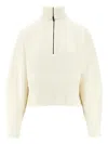 Max Mara Half-zip Ribbed Pullover In White