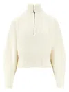 Max Mara Half-zip Ribbed Pullover In White