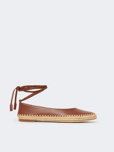 Max Mara Nappa And Raffia Ballerinas In Brown