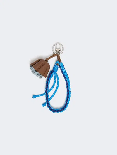 Max Mara Nappa Leather And Rope Keyring In Blue