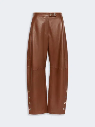 Max Mara Nappa Leather Baggy Trousers In Brown