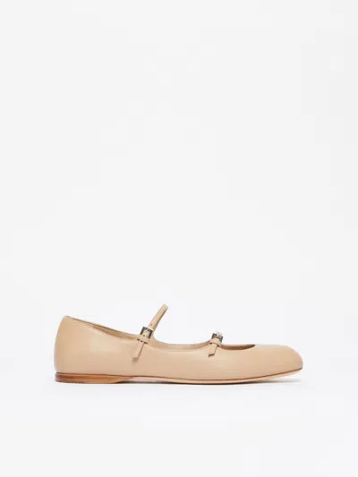 Max Mara Nappa Leather Ballet Flats In Brown