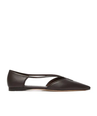 Max Mara Nappa Leather Ballet Flats In Brown