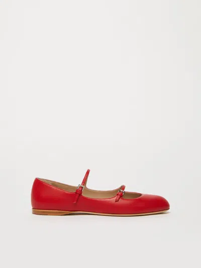 Max Mara Nappa Leather Ballet Flats In Rosso