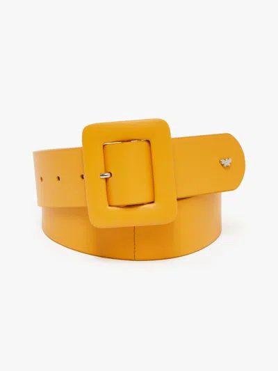 Max Mara Nappa Leather Belt In Yellow