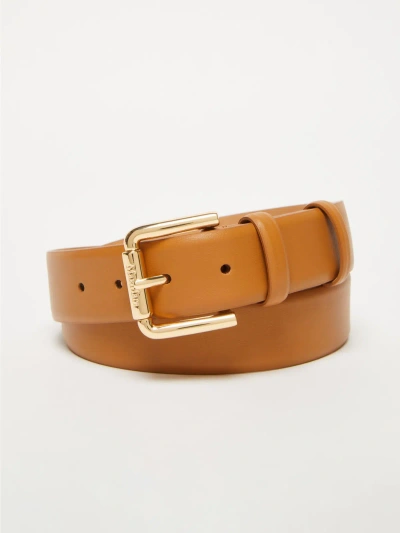 Max Mara Nappa Leather Belt In Brown