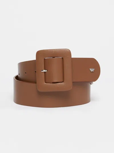 Max Mara Nappa Leather Belt In Brown