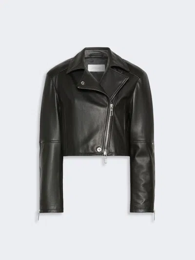 Max Mara Nappa Leather Biker Jacket In Black