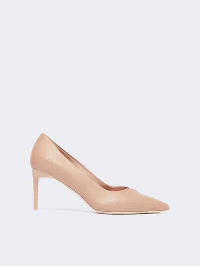 Max Mara Nappa Leather Court Shoes In Neutral