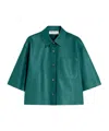Max Mara Nappa Leather Short-sleeve Arcella Shirt In Green