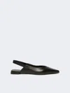 Max Mara Nappa Leather Flat Slingbacks In Black