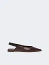 Max Mara Nappa Leather Flat Slingbacks In Brown