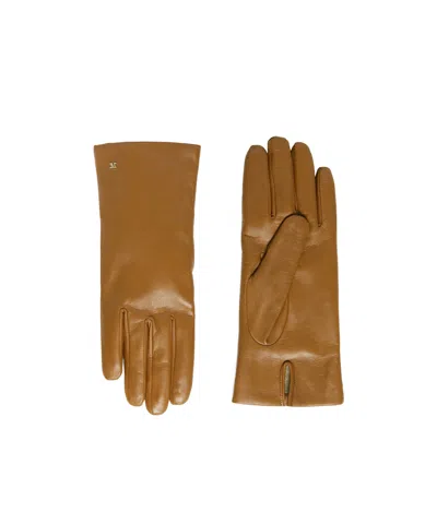 Max Mara Nappa Leather Gloves In Brown