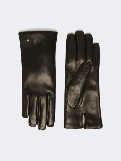 Max Mara Nappa Leather Gloves In Black