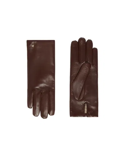 Max Mara Nappa Leather Gloves In Brown