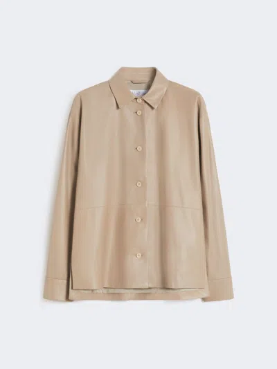 Max Mara Nappa Leather Jacket In Neutral