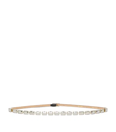 Max Mara Nappa Leather Jewelled Belt In Multi