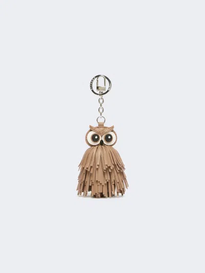 Max Mara Nappa Leather Keyring With Fringes In Brown