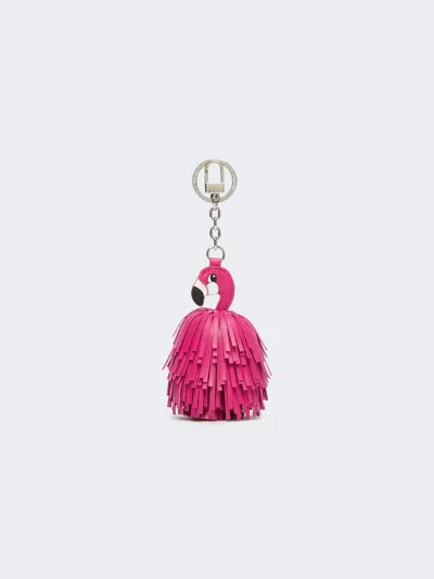 Max Mara Nappa Leather Keyring With Fringes In Pink