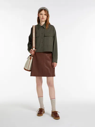 Max Mara Nappa Leather Mini Skirt In Rust