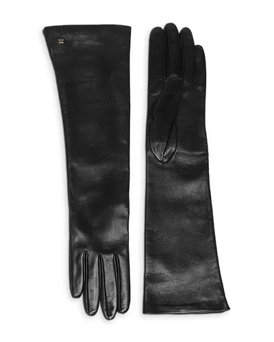Max Mara Nappa Leather Monogram Long Gloves In Black