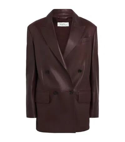 Max Mara Nappa Leather Olimpia Blazer In Red