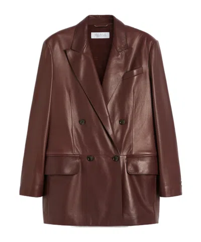 Max Mara Nappa Leather Olimpia Jacket In Brown