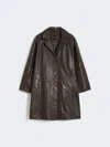 Max Mara Nappa Leather Overcoat In Brown