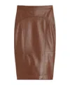 Max Mara Panelled Leather Midi Skirt In Brown