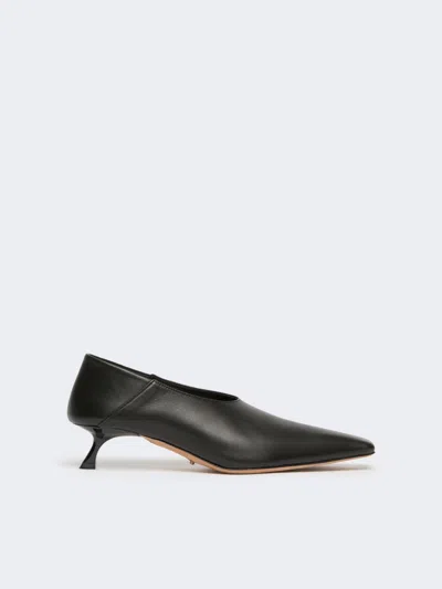 Max Mara Nappa Leather Pumps With Foldable Back In Black